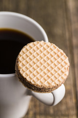 Sweet chocolate wafer biscuits.