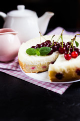 Cherry pie on black background