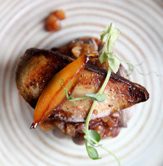 Foie gras with apple and pear chutney on the toast