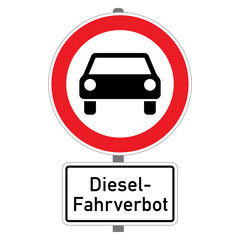 Diesel-Fahrverbot Zeichen, Schild