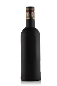 Black frosted-glass bottle