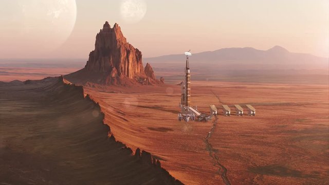 Dropship Space Craft and Sci-Fi Outpost on an Alien World 1