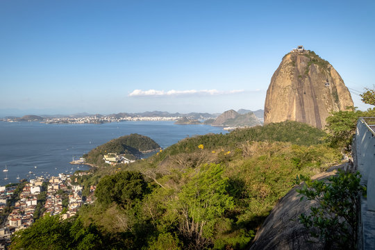 Sugar Loaf Mountain and aerial view of Guanabara Bay from Urca Hill - Rio de Janeiro, Brazil