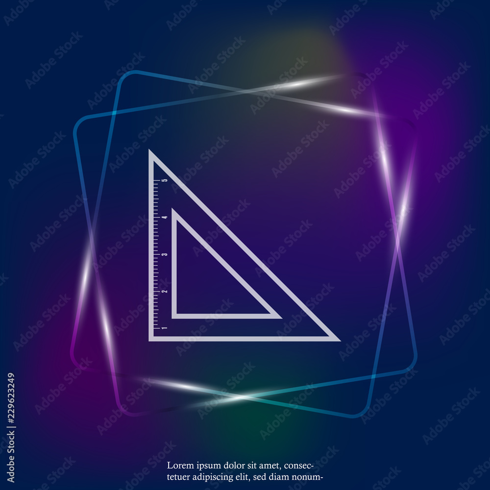 Aufkleber vector neon light icon triangle ruler. metric system. school measuring lance. measuring tape. layers