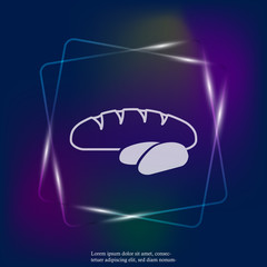Bread vector neon light  icon. Loaf is cut into pieces. Layers grouped for easy editing illustration. For your design