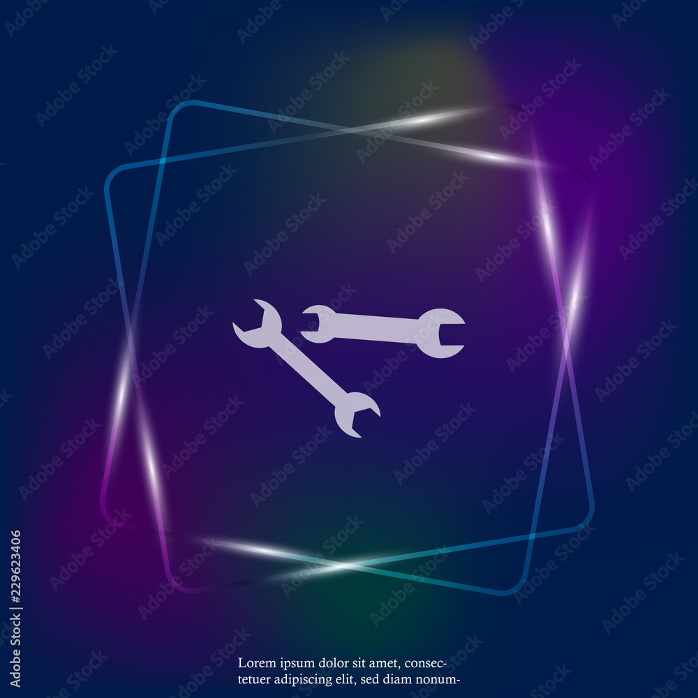 Poster vector neon light image of a wrench. vector icon depicting a wrench. layers grouped for easy editing