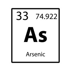 Arsenic periodic table element icon on white background vector
