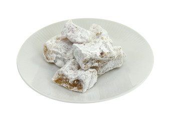 Turkish delight isolated on white. Ratluk.