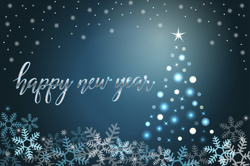 Winter holiday background with snow and fur-tree