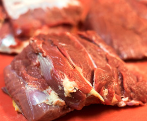 Beef meat chops for processing