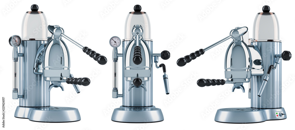 Poster manual coffeemaker or coffee machine retro design. 3d rendering