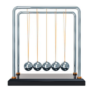 Pendulum, Newton's cradle front view, 3D rendering