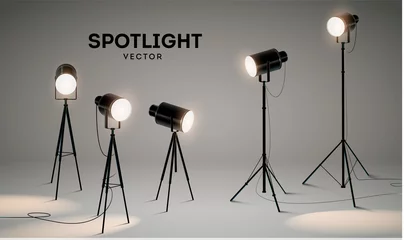 Foto op Canvas Set of vector scenic spotlights on a gray background. © Vitaliy
