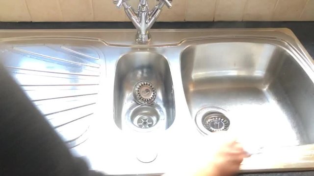 Timelapse disinfecting the kitchen sink