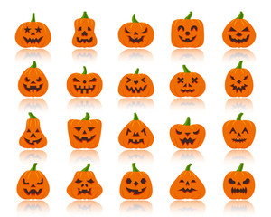 Jack O Lantern simple flat color icons vector set