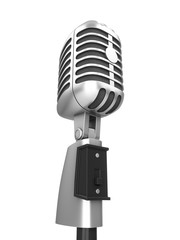 Fototapeta premium 3D Rendering vintage studio microphone isolated on white background