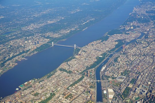 Aerial view of the George Washington Bridge over the Hudson River between New York and New Jersey 