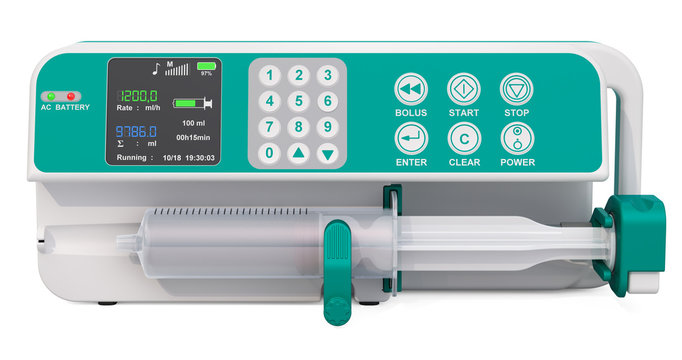 Syringe Infusion Pump. 3D Rendering