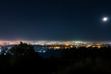perfect view of a small night city with its city lights, a splendid view of the luminous night, Khmelnitsky Ukraine