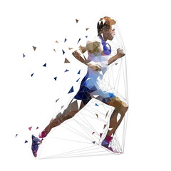 Runner, low polygonal vector illustration. Geometric sprinter, side view. Adult running man