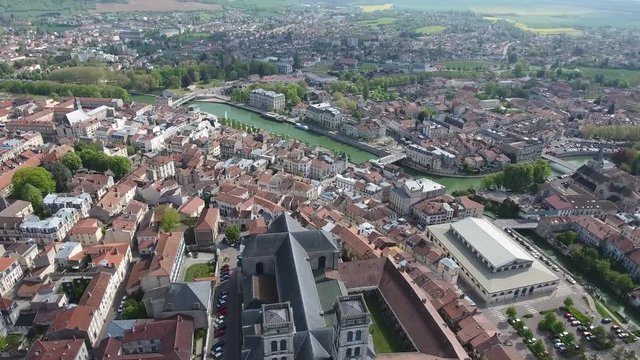 The city of Verdun by drone sunny day. Location France Lorraine. 