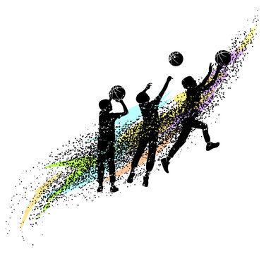 Basketball silhouettes dynamic