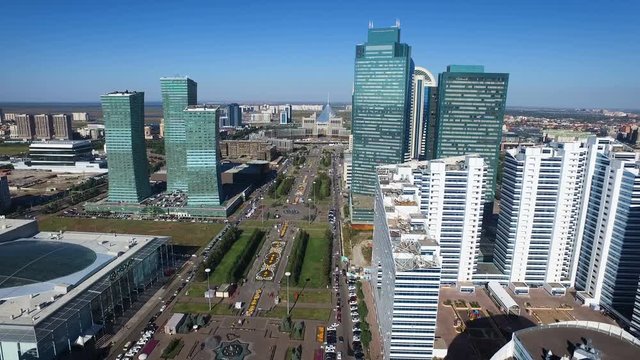 Astana city. Residential areas of Kazakhstan quadcopter view