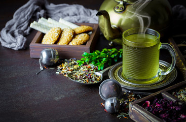 Tea on the old background