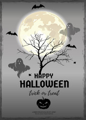 Halloween vintage poster. Text banner for Halloween. Trick or treat. Vector greeting card