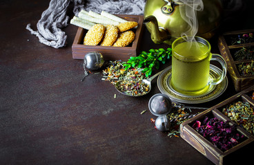 Tea on the old background