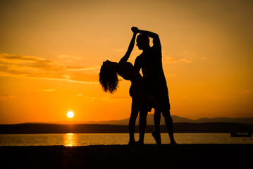 Romantic couple silhouettes