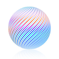 Striped color ball on white background. Vector graphics
