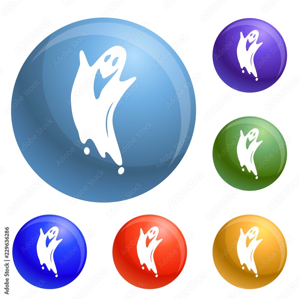 Poster smile ghost icons set vector 6 color isolated on white background