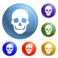 Skull icons set vector 6 color isolated on white background