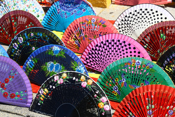 Fans on sale as souvenirs in Seville, Spain