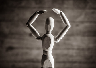 photo of the beautiful gestalta on the brown wooden background . Image in black and white color style