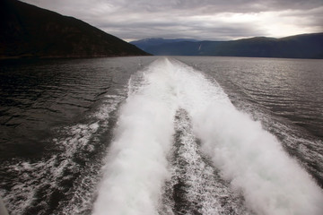 plume from a fast boat on the water