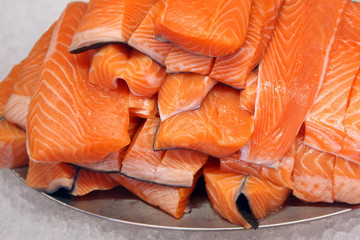 cut slices of red fish fillet