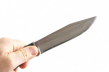 knife in the hands of a man