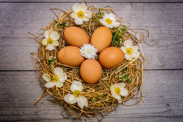 easter eggs in a basket