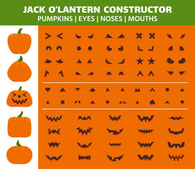 Halloween Pumpkin simple color icons vector set