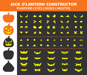 Halloween Pumpkin simple flat icons vector set