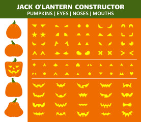 Halloween Pumpkin simple flat color icons vector set