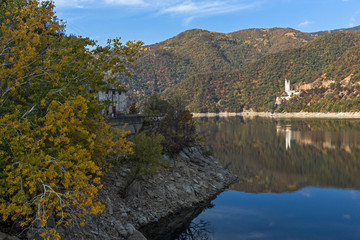 Amazing Autumn ladscape of The Vacha (Antonivanovtsi) Reservoir, Rhodope Mountains, Plovdiv Region,...