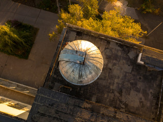 aerial view of old obserbatory dome with telescope inside  f