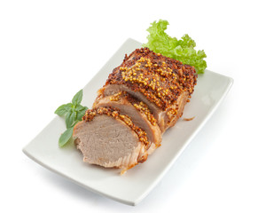 Baked pork with french mustard