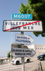 Obraz premium Road signs on the street of the southern European city