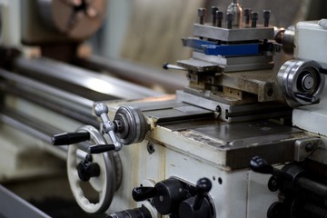 Fototapeta na wymiar Machinery industry background, craft turning metal cutting machines.