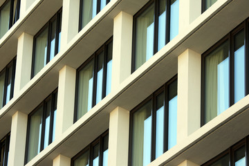The facade of the building with Windows