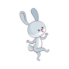 Cheerful rabbit in cartoon style. Childhood vector illustration isolated on a white background.